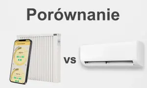 Porównanie grzejnika z aplikacją do sterowania ogrzewaniem i klimatyzatora.