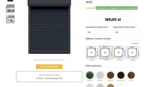 Roleta zewnętrzna antracytowa, cena za m2. Wybierz wymiary i kolor pancerza. Dostępne różne rozmiary skrzyń.
