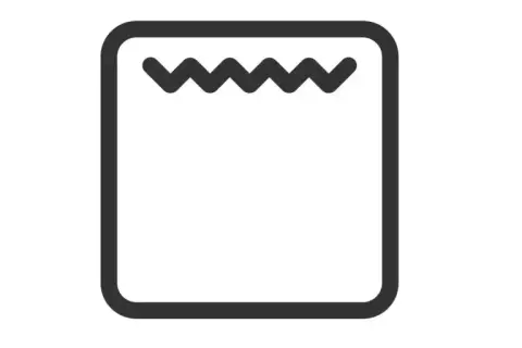 Symbol termoobiegu w piekarniku. Ikona przedstawia kwadrat z falistą linią na górze, sugerującą obieg gorącego powietrza.