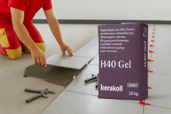 Układanie płytek z użyciem kleju H40 Gel Kerakoll.